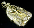 Hip Hop Pendant — Egyptian Pharaoh King Tut Pendant, Yellow Gold Finish, 925 Sterling Silver