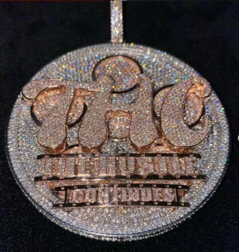 Hip Hop Pendant — Letter Name Logo Medallion Design, 925 Sterling Silver