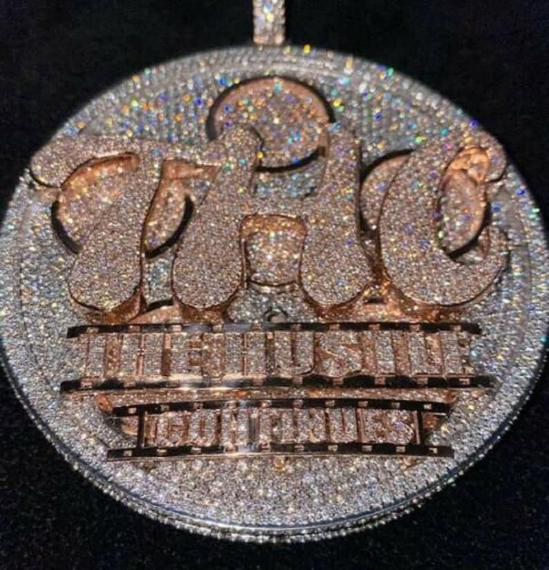 Hip Hop Pendant — Letter Name Logo Medallion Design, 925 Sterling Silver