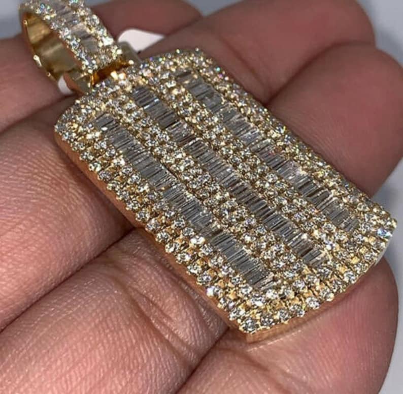 Hip Hop Pendant - Baguette Diamond Tag