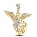Hip Hop Pendant — Saint Michael Angel Pendant, Yellow Gold Finish, 925 Sterling Silver