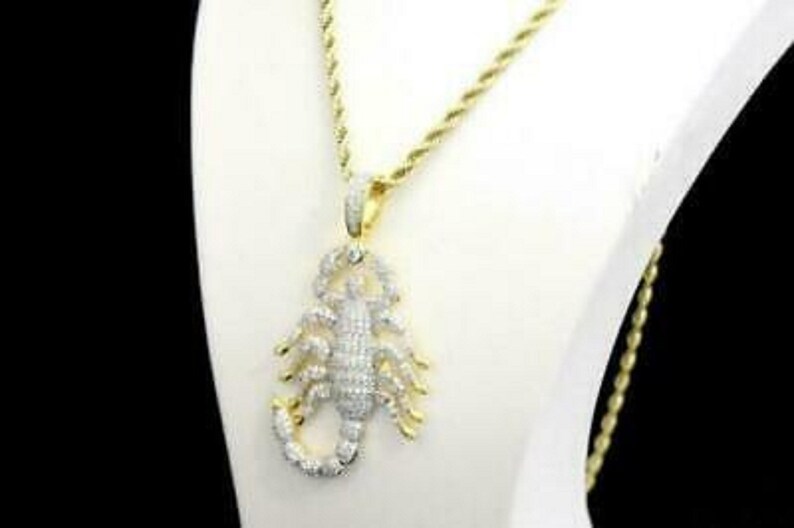 Hip Hop Pendant — Scorpio Zodiac Pendant, Yellow Gold Finish, 925 Sterling Silver