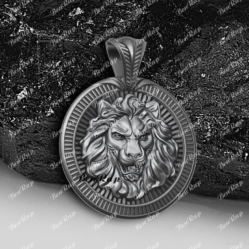 Hip Hop Pendant — Lion Head Medallion Design, 925 Sterling Silver