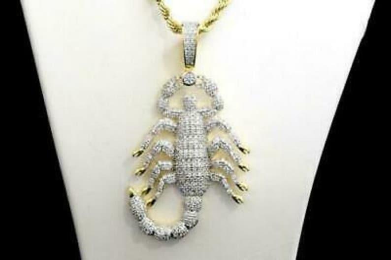 Hip Hop Pendant — Scorpio Zodiac Pendant, Yellow Gold Finish, 925 Sterling Silver