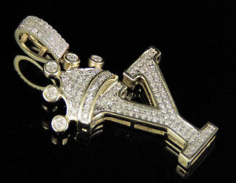 Hip Hop Pendant — Crown Initial Letter Design, 925 Sterling Silver