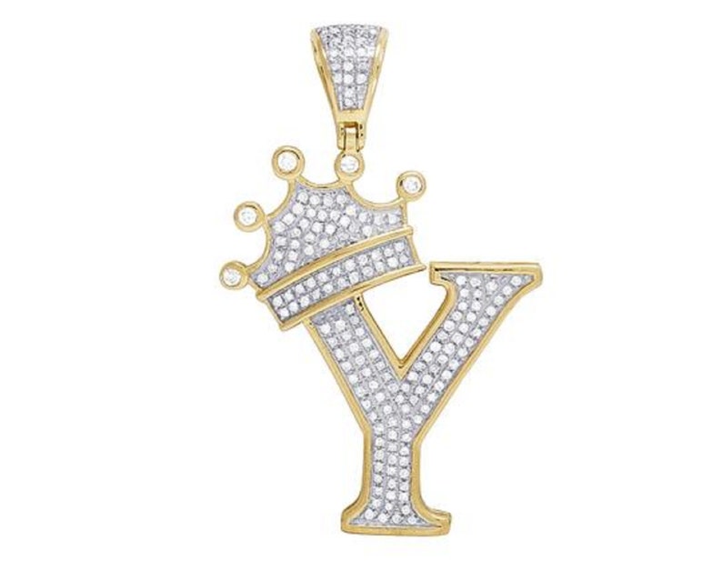 Hip Hop Pendant — Crown Initial Letter Design, 925 Sterling Silver