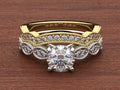 Bridal Ring Set — Two-Tone Diamond Design, 925 Sterling Silver (2-Piece)