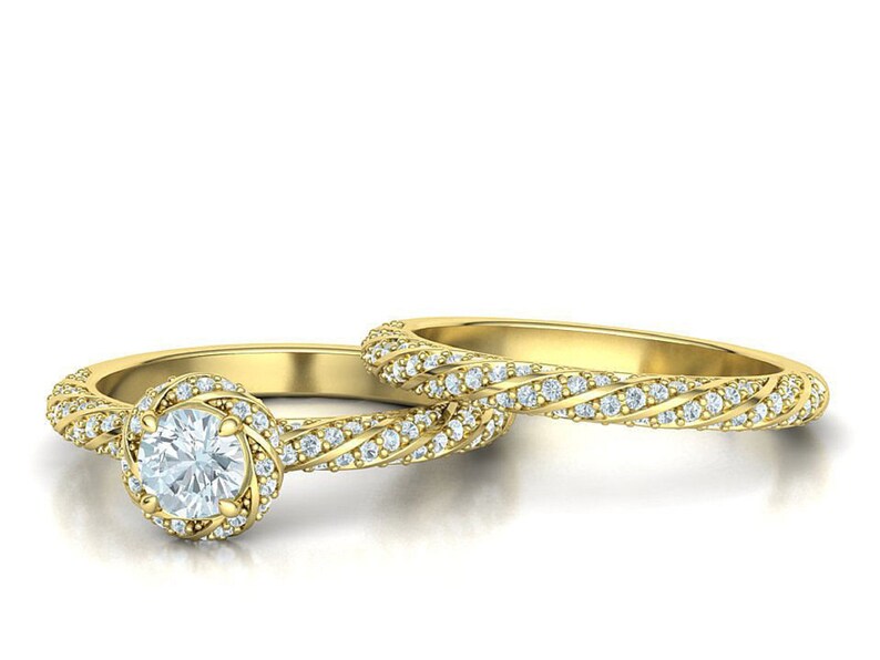 Bridal Ring Set — Genuine Moissanite D-Color VVS1, White Gold Finish, 925 Sterling Silver (2-Piece)