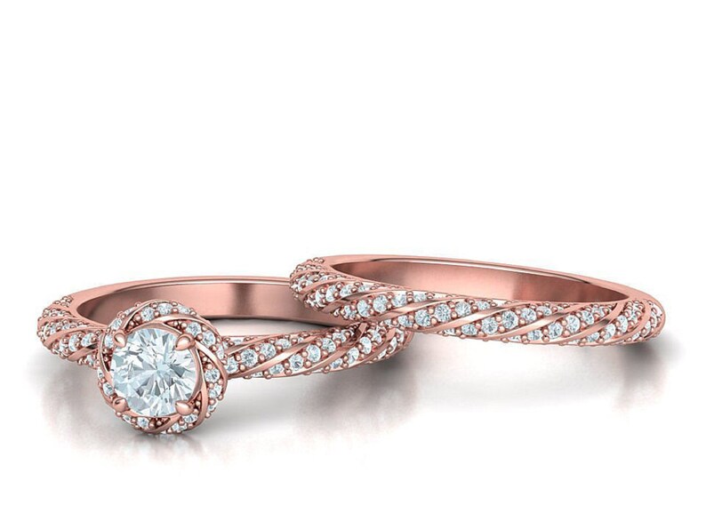 Bridal Ring Set — Genuine Moissanite D-Color VVS1, White Gold Finish, 925 Sterling Silver (2-Piece)