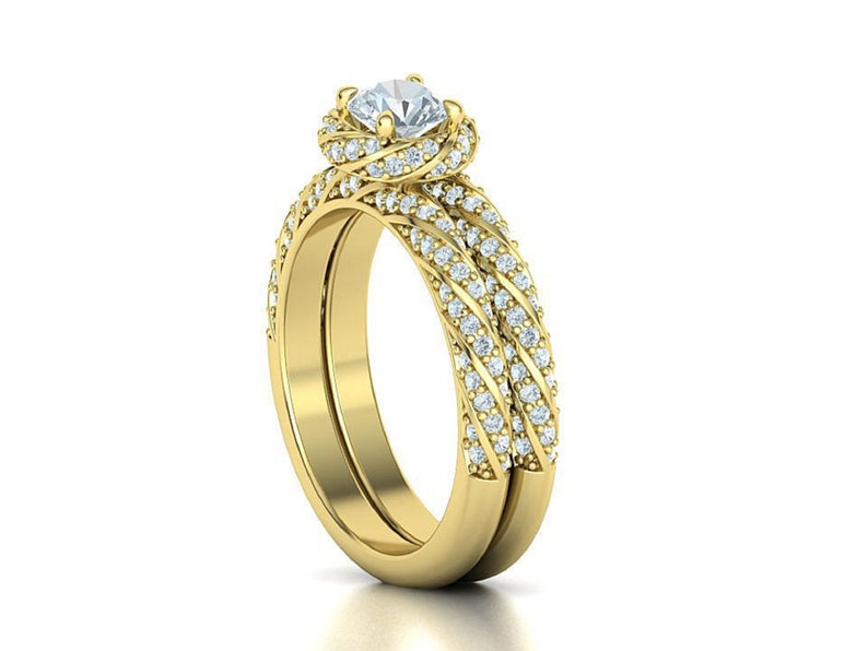 Bridal Ring Set — Genuine Moissanite D-Color VVS1, White Gold Finish, 925 Sterling Silver (2-Piece)