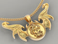 Hip Hop Pendant — Skull & Snake Pendant, Yellow Gold Finish, 925 Sterling Silver