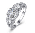 Women's 3 Stone Moissanite Ring White Gold Finish Propose Ring 925 Sterling Silver Round Cut Engagement Wedding Bridal Diamond Ring