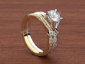 14K Yellow Gold & White Gold Finish Elegant Ring For Women, 2 Tone Engagement Promise Ring, Moissanite Wedding Ring