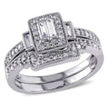 1.50Ct Baguettes Simulated Diamond Engagement Wedding Bridal Ring Set 14K White Gold Plated Ring Size 5 - 13