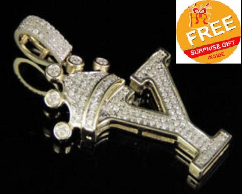 Hip Hop Pendant — Crown Initial Letter Design, 925 Sterling Silver