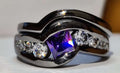Bridal Ring Set — Princess Cut Purple Amethyst, Black Gold Finish, 925 Sterling Silver (2-Piece)