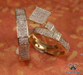 Bridal Trio Ring Set — Round Cut Moissanite, Yellow Gold Finish - view 1