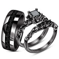 Bridal Trio Ring Set - Black Diamond, Black Gold Finish - view 1