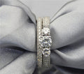 Bridal Ring Set — 3-Stone Past Present Future Moissanite