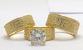 Bridal Trio Ring Set — Round Cut Diamond, Yellow Gold Finish - view 1