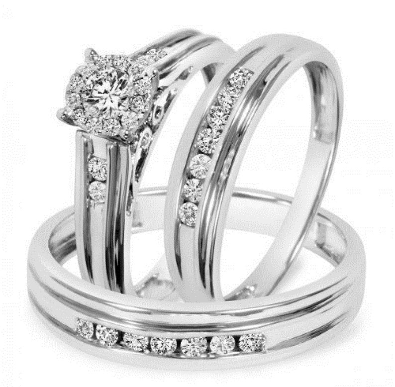 Round Moissanite Trio Ring Set