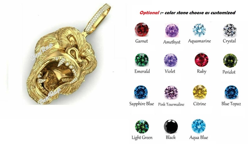 Hip Hop Pendant — Roaring Gorilla Head, Yellow Gold Finish, 925 Sterling Silver