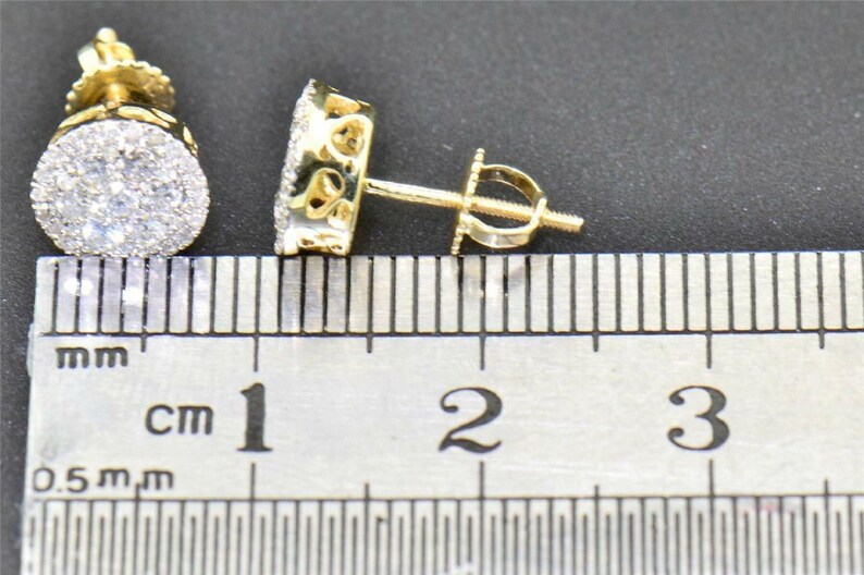 Stud Earrings — Round Moissanite Multi-Stone, Yellow Gold Finish, 925 Sterling Silver