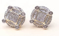 Stud Earrings — Concave Kite Pavé Diamond, Yellow Gold Finish, 925 Sterling Silver