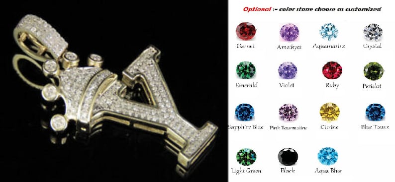 Hip Hop Pendant — Crown Initial Letter Design, 925 Sterling Silver