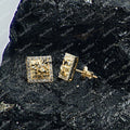 Stud Earrings — Square Moissanite Nugget, Yellow Gold Finish, 925 Sterling Silver