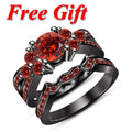 Bridal Ring Set — Red Garnet