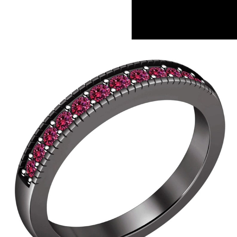 Bridal Ring Set — Pink Sapphire Emerald Cut