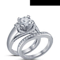 Bridal Ring Set — Round Moissanite Halo