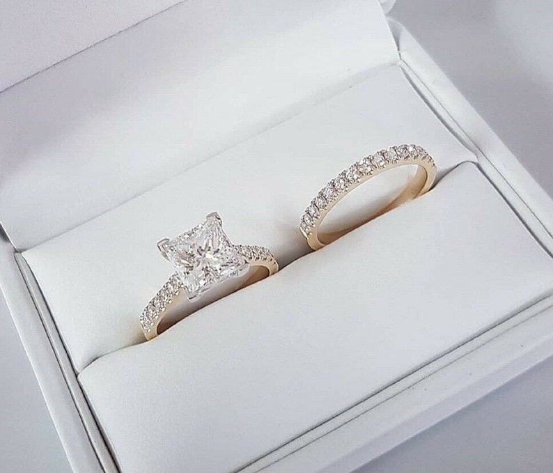 Bridal Ring Set — Princess Cut Moissanite