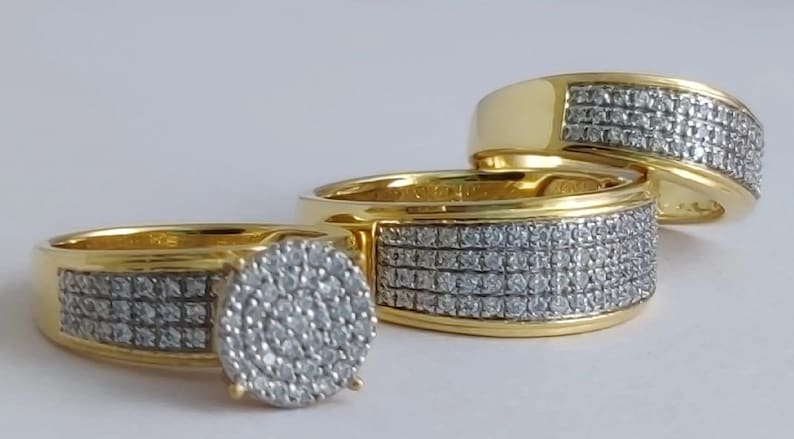 Diamond Bridal Ring Set, 14K Yellow Gold Finish