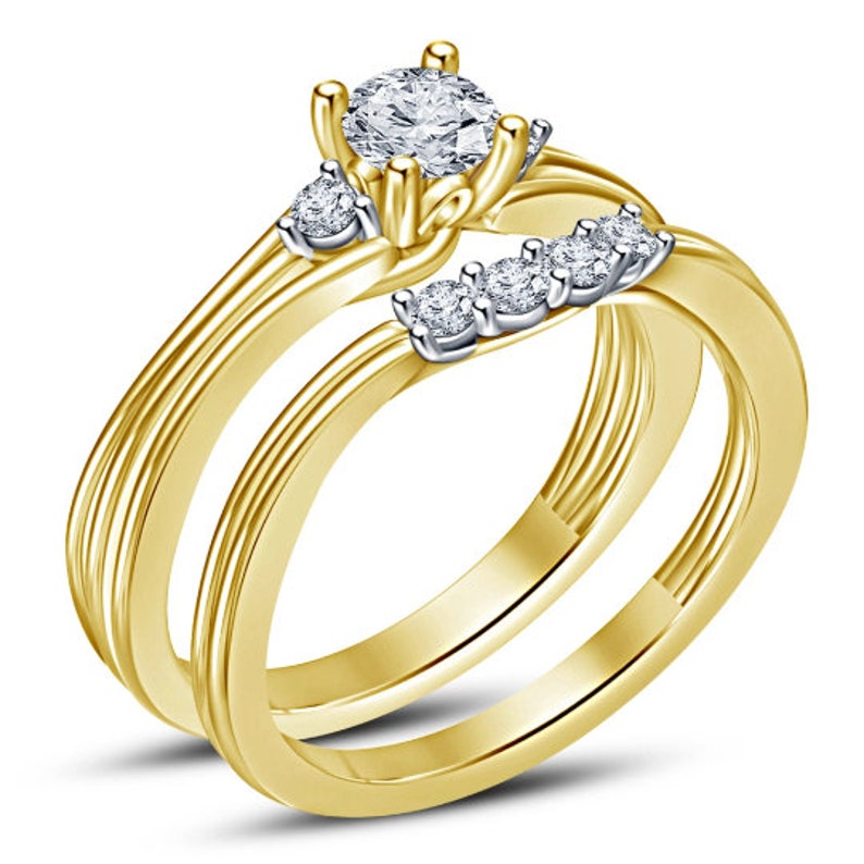 Bridal Ring Set — Round Cut Moissanite