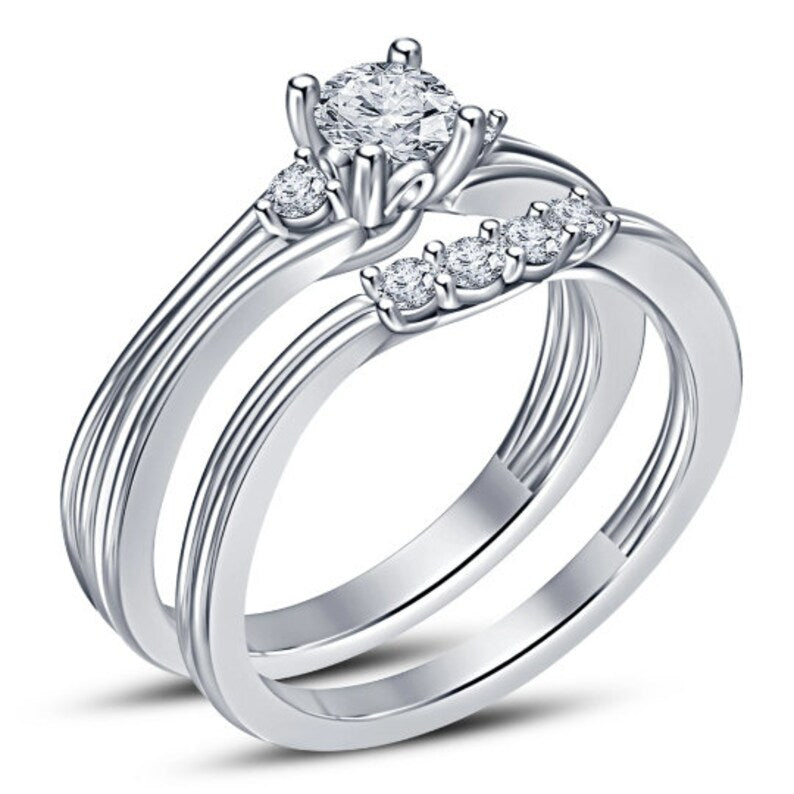 Bridal Ring Set — Round Cut Moissanite