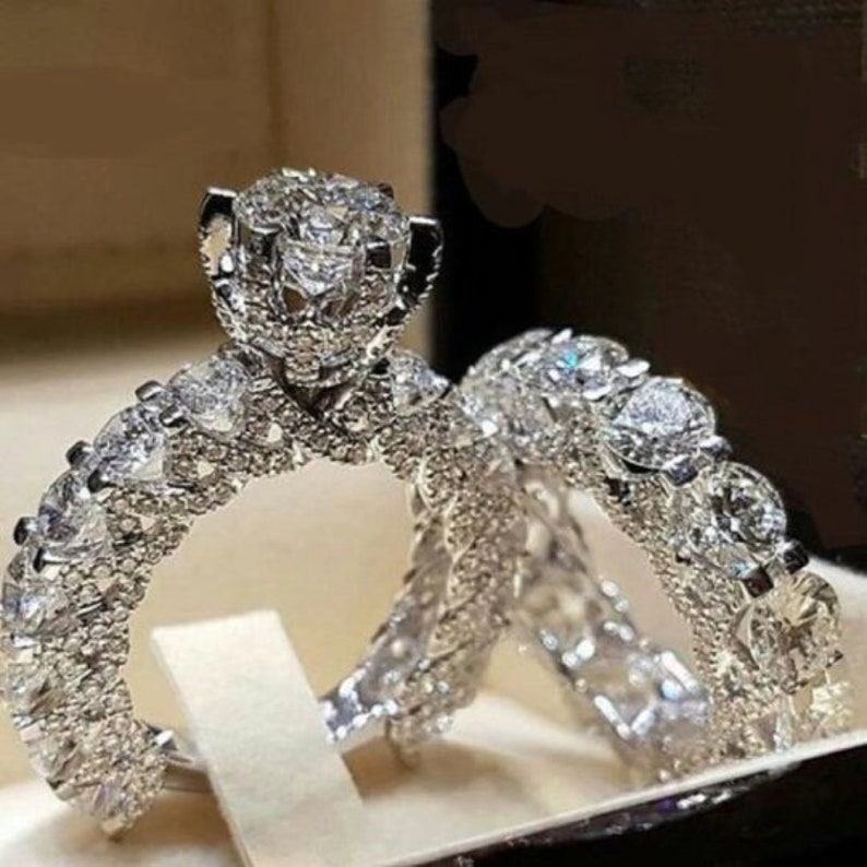 Bridal Ring Set — Brilliant Cut Moissanite Halo