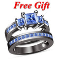 Bridal Ring Set — Princess Cut, Black Gold Finish, 925 Sterling Silver (2-Piece)