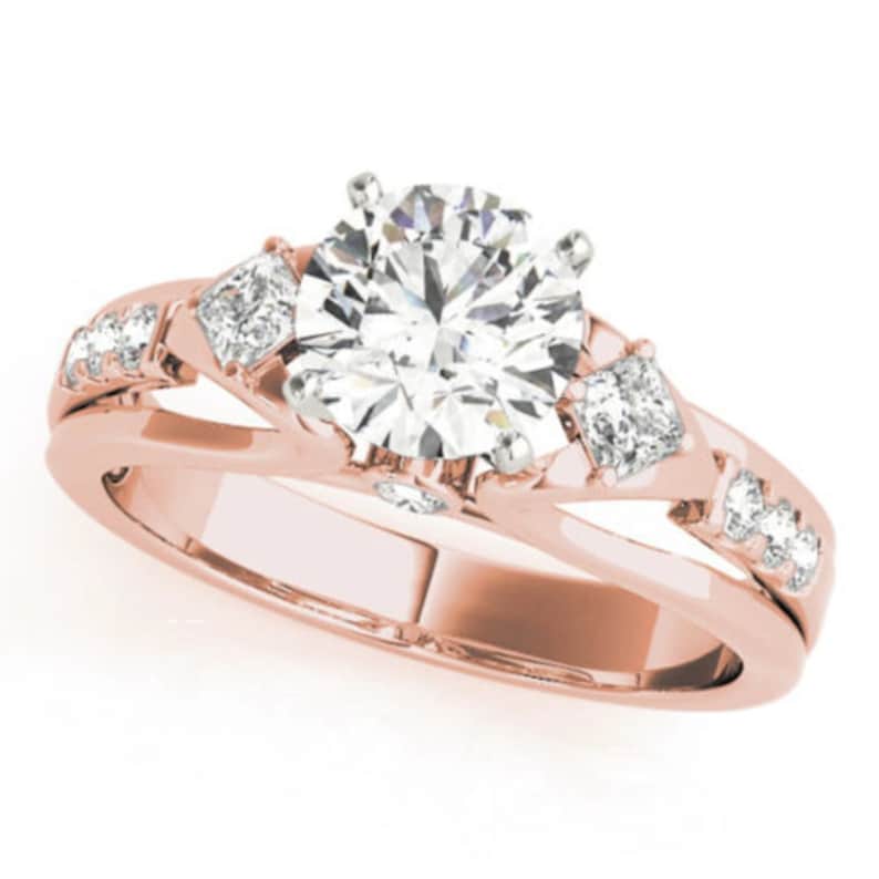 Bridal Ring Set — Round Cut Solitaire Pavé, Rose Gold Finish, 925 Sterling Silver (2-Piece)