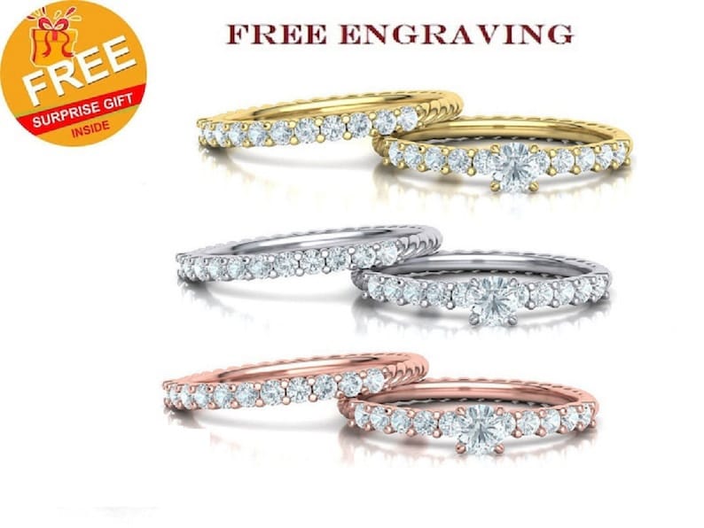 Bridal Ring Set — Classic Moissanite Solitaire