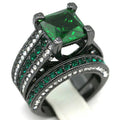 Bridal Ring Set — Green Princess Cut Sapphire