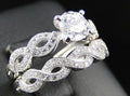 Bridal Ring Set — Twisted Braided Moissanite, White Gold Finish, 925 Sterling Silver (2-Piece)