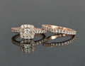 Bridal Ring Set — Princess Cut Moissanite, Rose Gold Finish, 925 Sterling Silver (2-Piece)