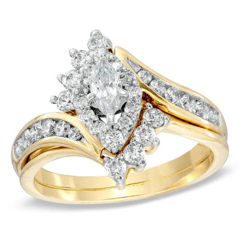 Bridal Ring Set — Marquise Cut Moissanite