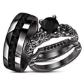 Bridal Trio Ring Set — Black Diamond, Black Gold Finish - view 1