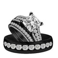 Bridal Trio Ring Set — Princess Cut Diamond/Moissanite, Black Gold Finish, 925 Sterling Silver (3-Piece) - view 1