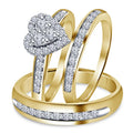 Bridal Trio Ring Set — Heart Shaped Diamond, Yellow Gold Finish - view 1