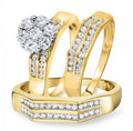 Bridal Trio Ring Set — Round Moissanite, Yellow Gold Finish - view 1