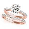 Bridal Ring Set — Princess Cut Diamond, Rose Gold Finish, 925 Sterling Silver (2-Piece)